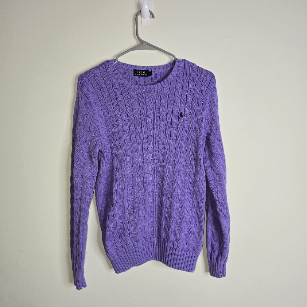 Polo Ralph Lauren Lavender Cable Knit Sweater Size L